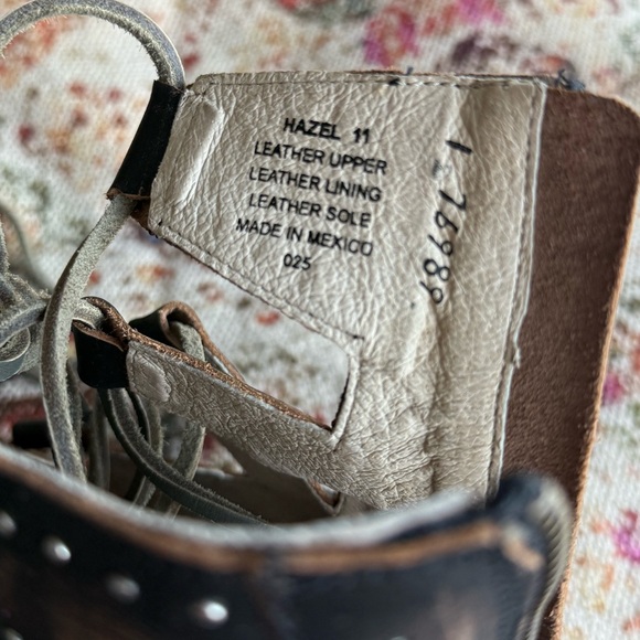 FREEBIRD distressed Studded Heeled Boots open toe leather shoes like new - Picture 7 of 12